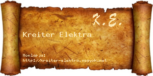Kreiter Elektra névjegykártya